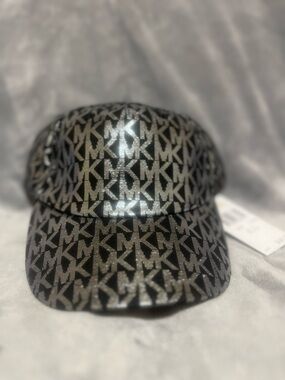 Michael Kors Black and Silver MK Logo Cap